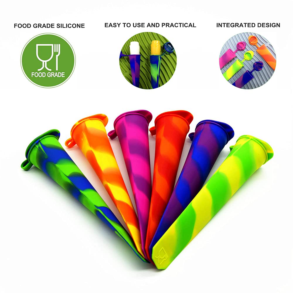 Helpcook Popsicle Molds,6 Pieces Silicone Ice Pop Molds,Drip Free Popsicle Maker For Kids,Bpa Free Freezer Tubes With Lids,For S